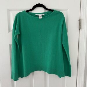 Diane von Furstenberg Small Wool Cashmere Green Crew Neck Sweater Womens P Solid